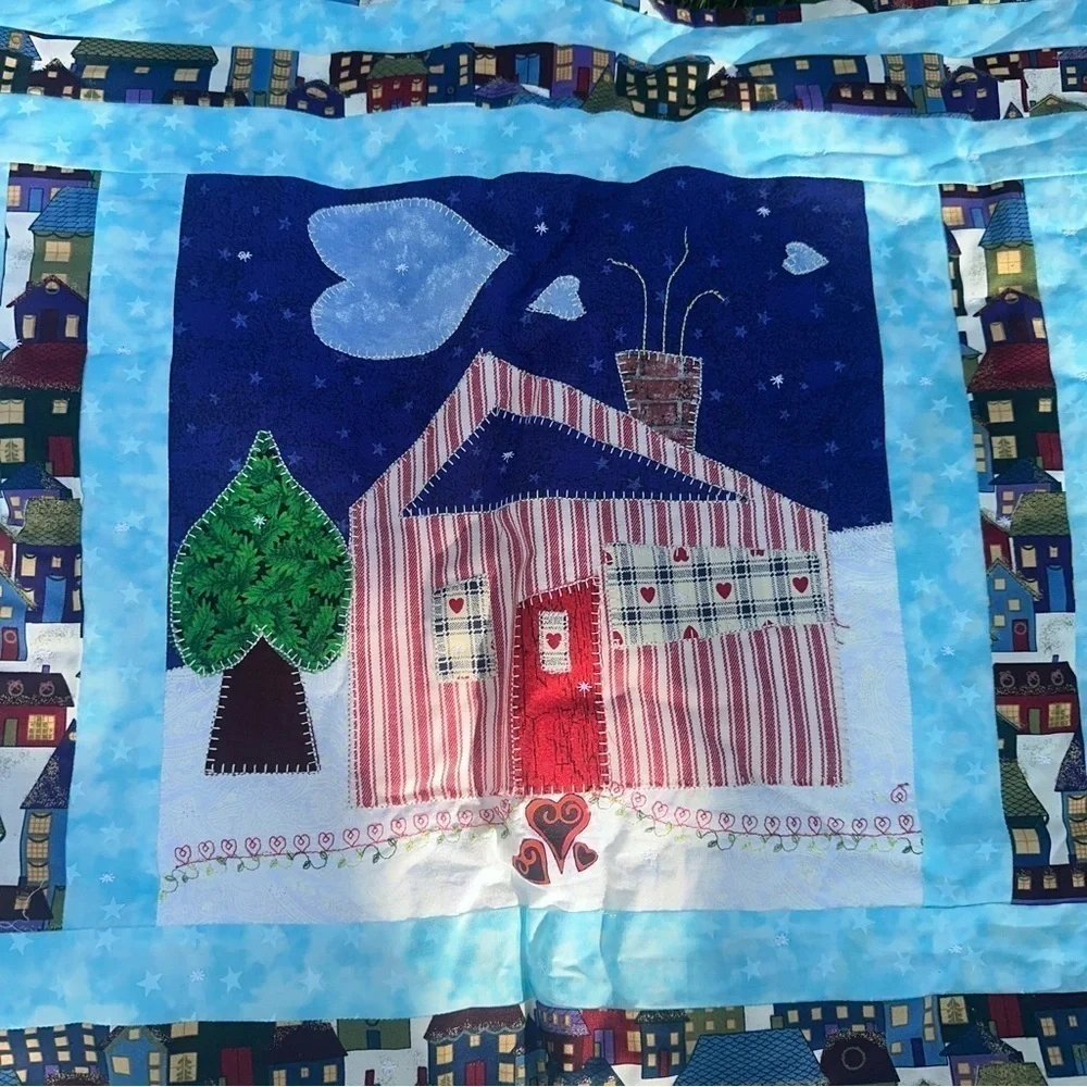 2002 HGTV Strolling down the block quilt completed with pillow 54x66